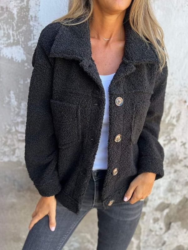 Hazel Blues® |  Fuzzy Button Up Drop Shoulder Jacket For Sale - Image 4